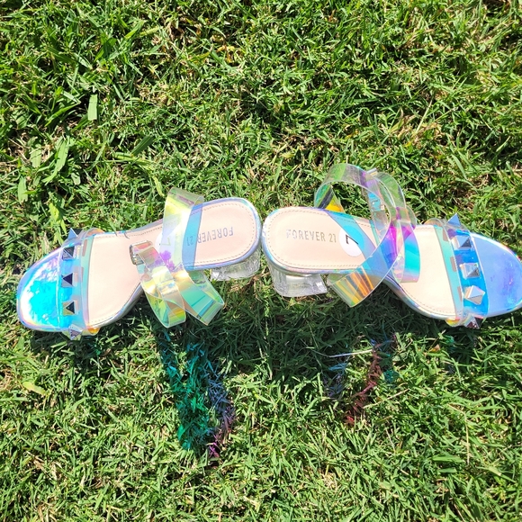 Forever 21 Strappy Prismatic Heels, Size 7 NWOT - Picture 5 of 11